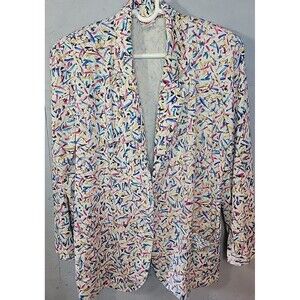 Vtg 80s Claude Artsy Art Loud Oversized Jacket Sz‎ M  Blazer Boho Retro
